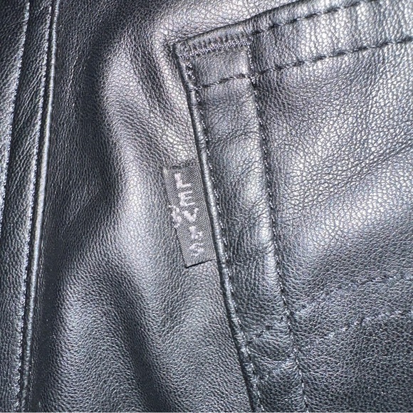 Levi's Jeans Black Ribcage Premium Straight Faux Leather Ankle Pants Size 25 - Picture 8 of 10
